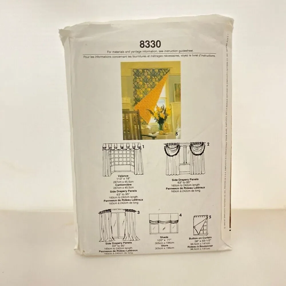 #8330 Simplicity Window Curtain Sewing Patterns